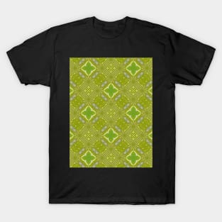 Pea Green Diamond Shaped Pattern on Dark Green Background - WelshDesignsTP003 T-Shirt